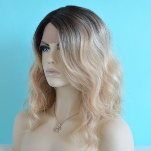 14" Golden Platinum Blonde Ombre Lace Front Wig